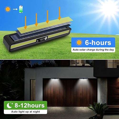 Miniatura 4 de Aolyty Luces solares para exteriores, 3 modos de trabajo, luces estroboscópicas solares impermeables, luces de advertencia solares, luz blanca