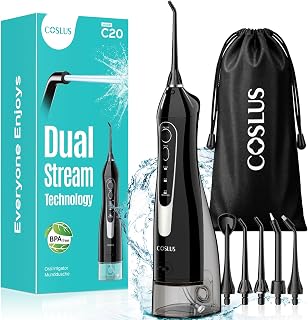 COSLUS ADA Accepted C20 Water Dental Flosser Pick, Storage Set Black
