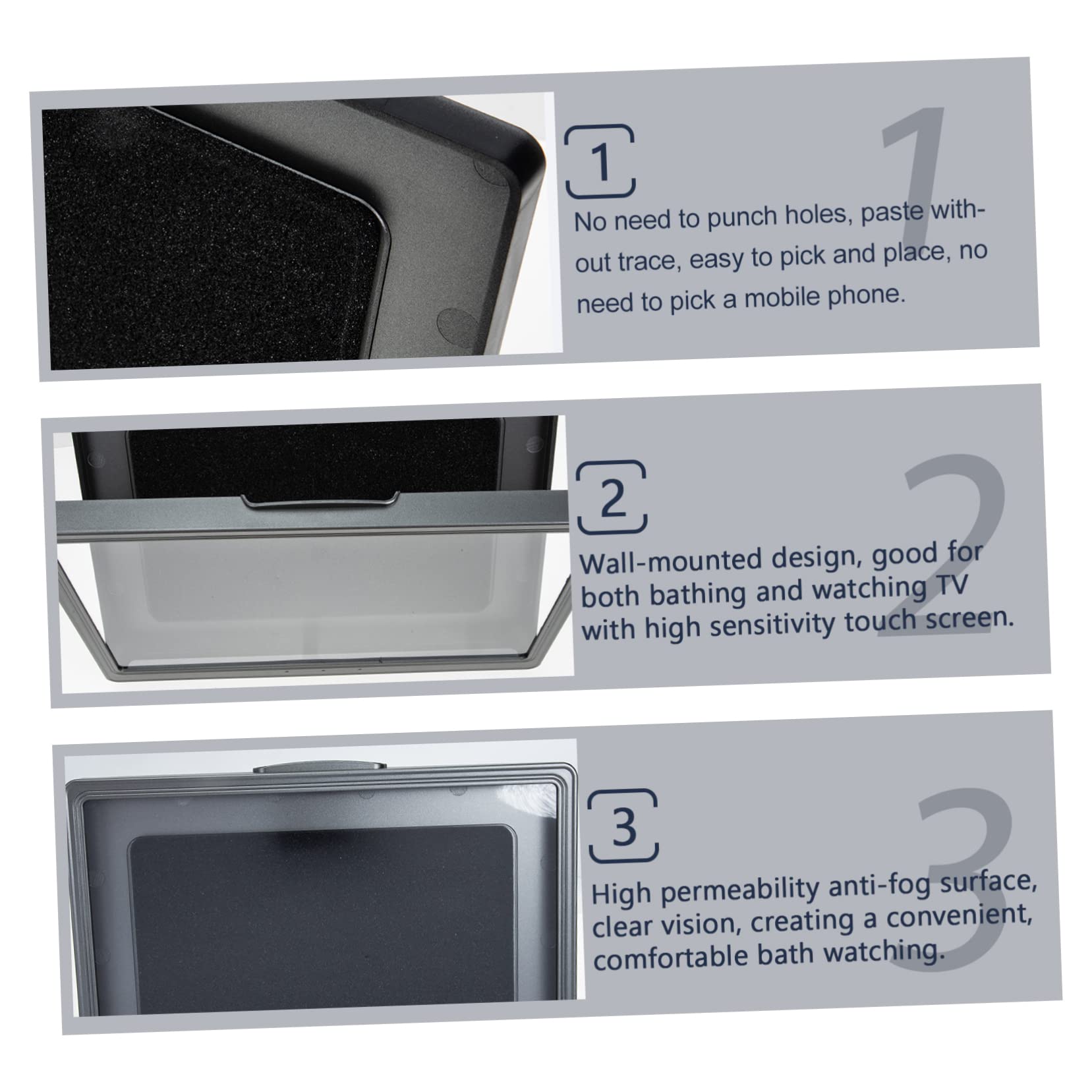 Supporto Per Telefono Da Bagno Supporto Parete Per Tablet e Smartphone Con Pellicola Antiappannamento Struttura Resistente e Facile Da Installare Per e Bagno