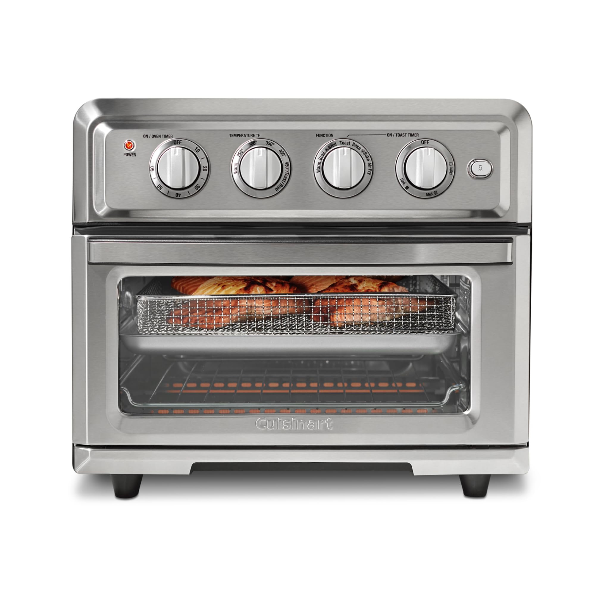 Cuisinart Air Fryer Toaster Oven Combo, Countertop, 7-in-1, 1800W, TOA-55 | Stainless steel, 0.6 cu. ft., convection capability, maximum temperature to 450°F, removable crumb tray, fits a 12" pizza