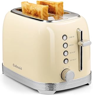 Toaster 2 Slice Retro Stainless Steel, Cream White