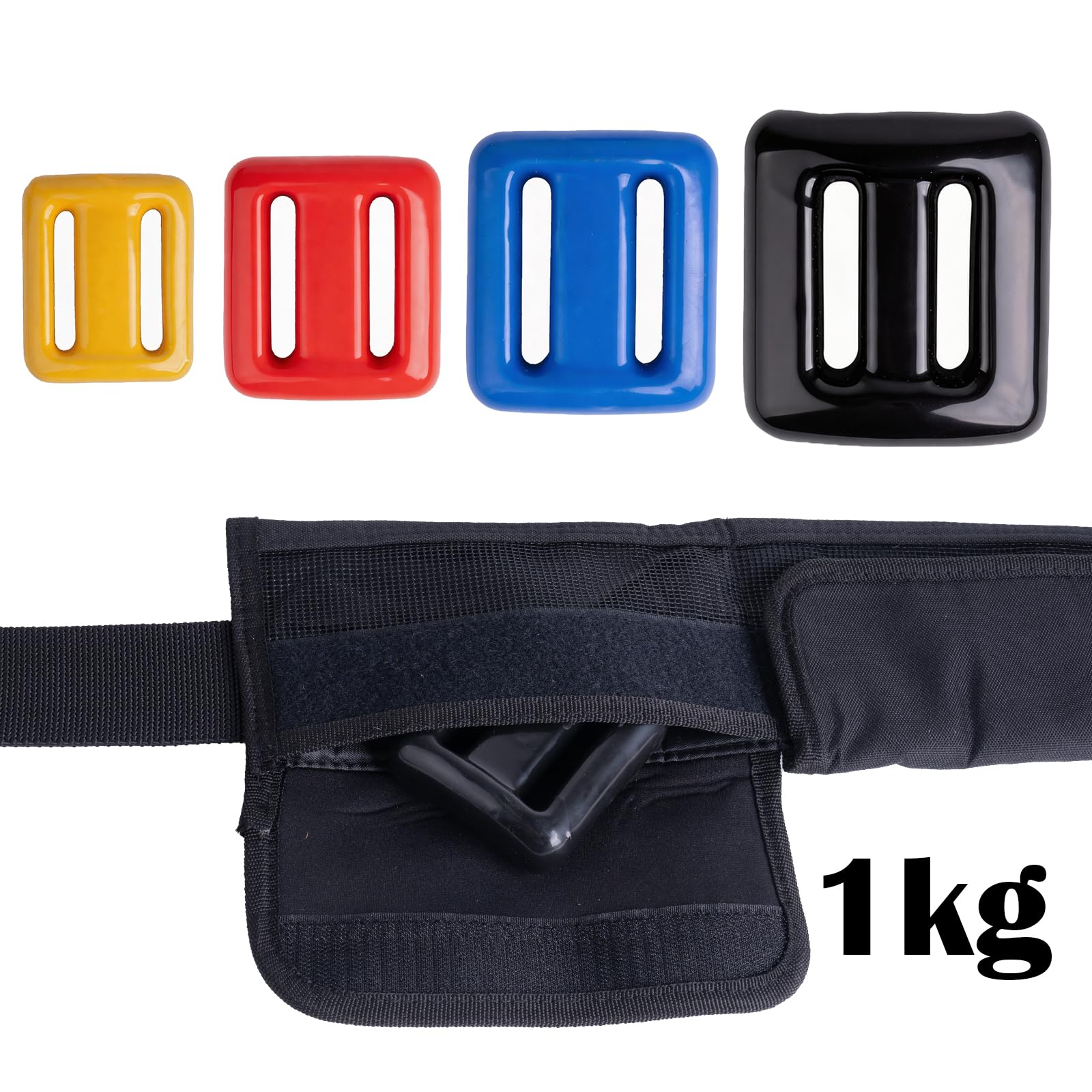 Ciężarki do nurkowania powlekane winylem, 4 szt. 0,5-2 kg, z 4 kieszeniami do nurkowania z klamrą szybkiego zwalniania, używane do freedivingu, łowiectwa podwodnego i nurkowania z