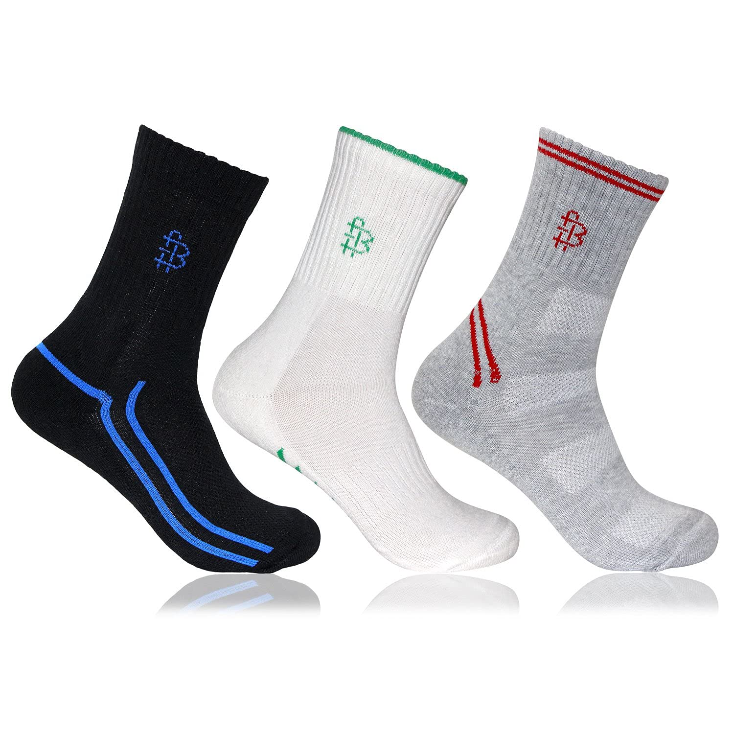 - Mens Multicolour Quarter Length 3 Pairs of Sports Socks_BRO7007-PO3