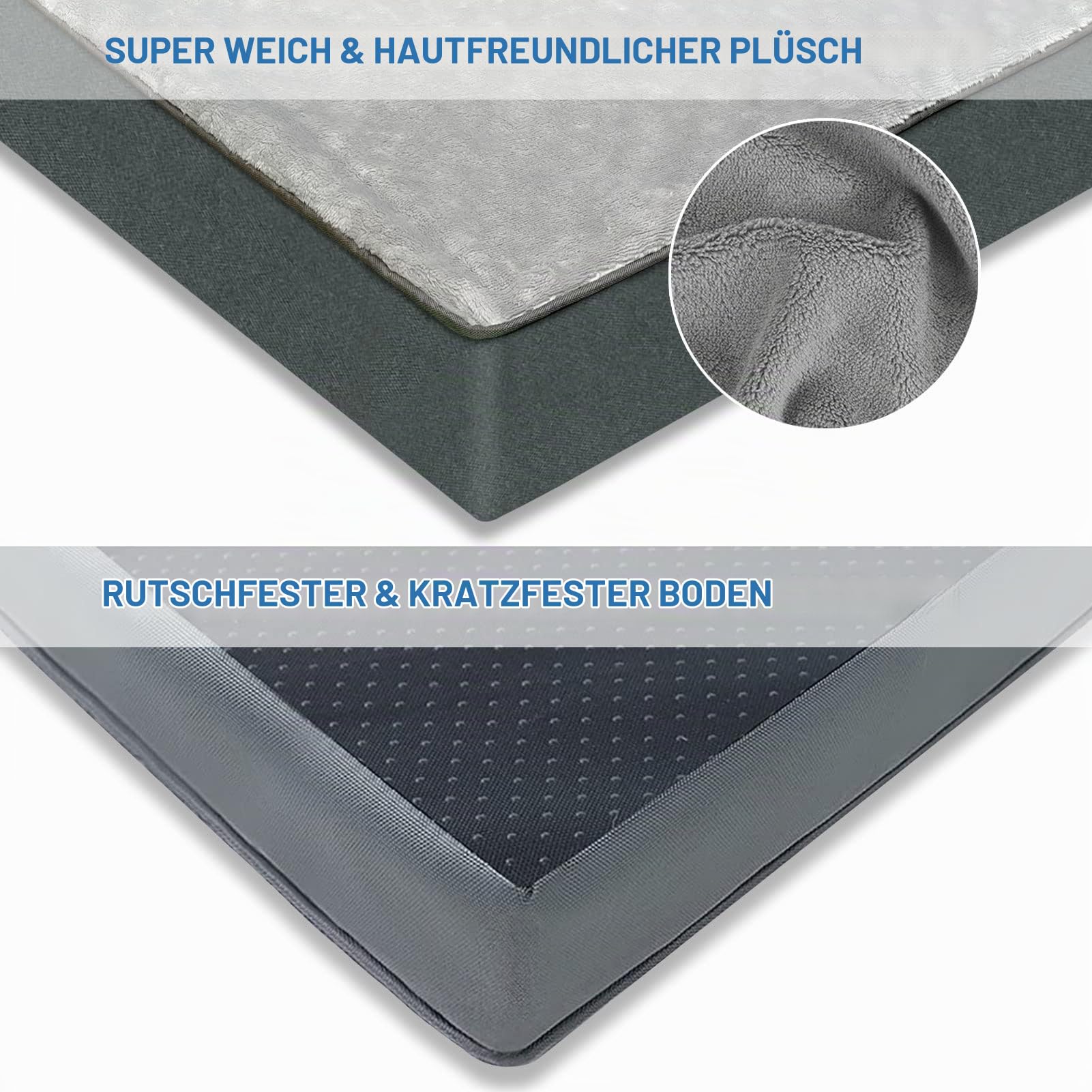 Orthopädisches Hundebett Grosse Hunde, Wasserdichtem Hundekissen mit Abnehmbarem Waschbar Bezug und Eierförmiger Schaumfüllung, Atmungsaktivem Hundematte Hundematratze, Grau L(90x60x8cm)