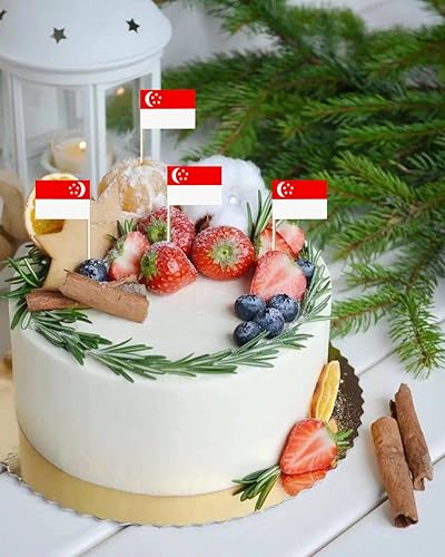 Miniatura 6 de 100 banderas de Singapur palillo de dientes de Singapur, mini adornos pequeños para cupcakes de Singapur, banderas de palo para fiesta, cóctel,