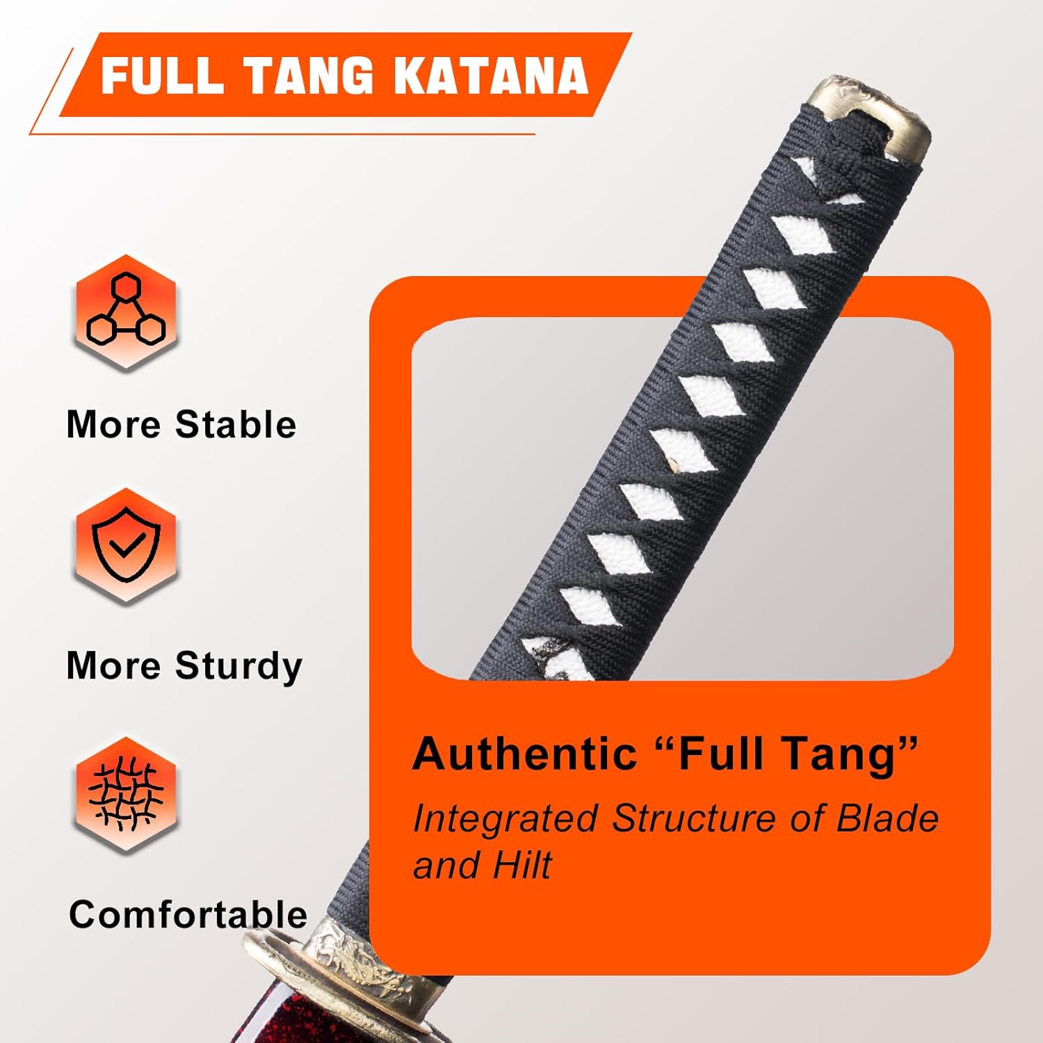 1060 High Carbon Steel Japanese Katana Samurai Sword Real Full Tang Cold Steel Katana Training Sword for Men and Women,40.9 in,Perfect for Collection, Display, Decoration - Image 4