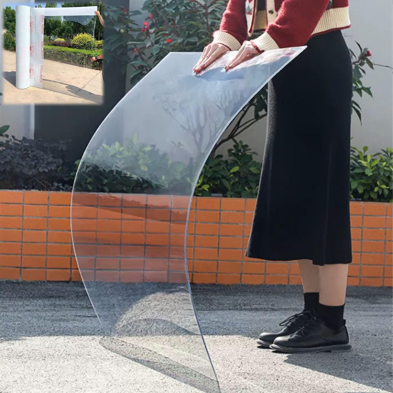 Placas de Invernadero Planchas de Policarbonato Transparentes Paneles de Techo Láminas de Plástico 1,5mm,Marquesinas Exterior para Puertas Ventanas,Toldo Cubierta de Jardín (0,5m x 1m)