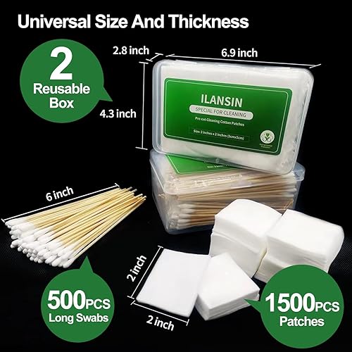 Miniatura 2 de 1700 suministros de limpieza de armas1500 parches de limpieza de armas + 200 hisopos de limpieza de armas, trapos de limpieza de armas libres de