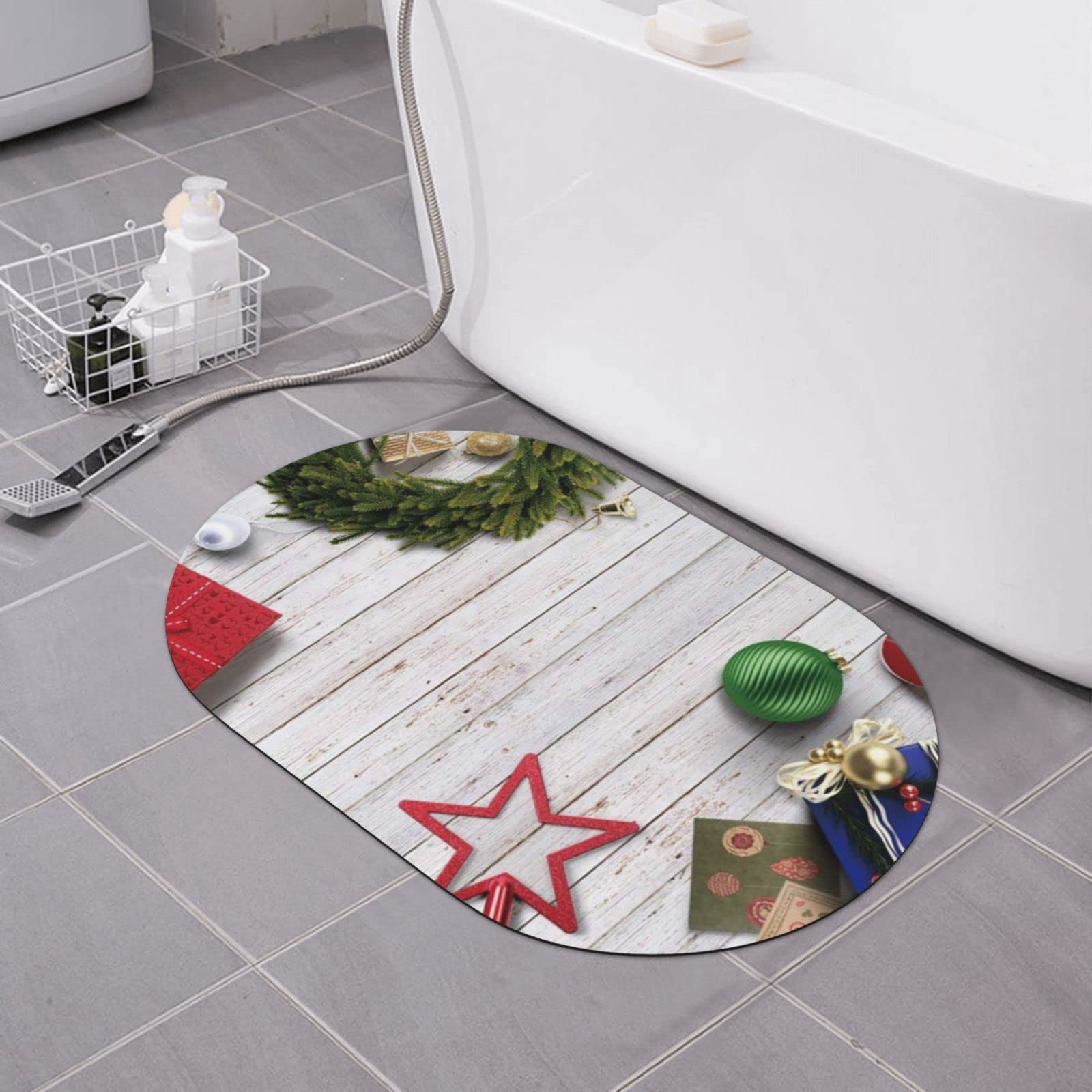Tapis de bain antidérapant en terre de diatomée Merry Christmas
