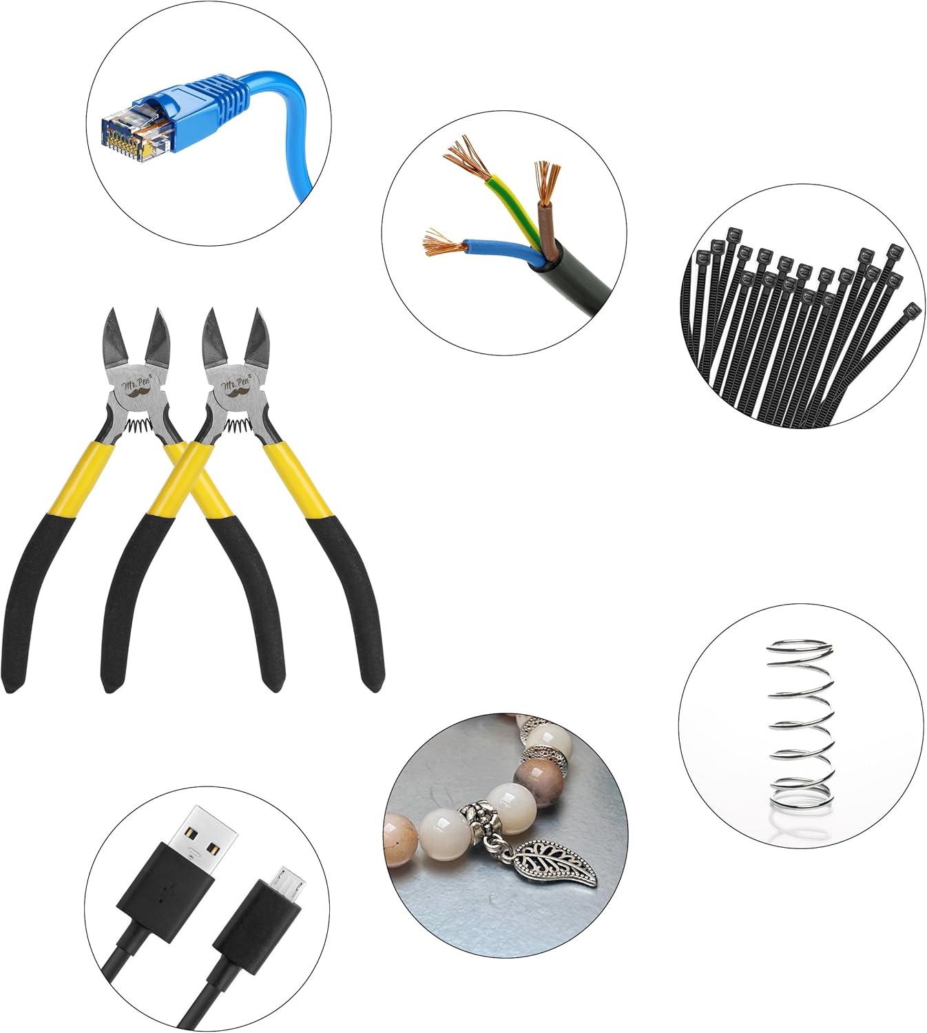 Mr. Pen- 5" Wire Cutters Bulk, 5 Pack, Precision Cutting Pliers, Ultra Sharp Wire Snips Wire Clippers, Diagonal Cutting Pliers for Jewelry Making Crafting, Wire Cutters Set