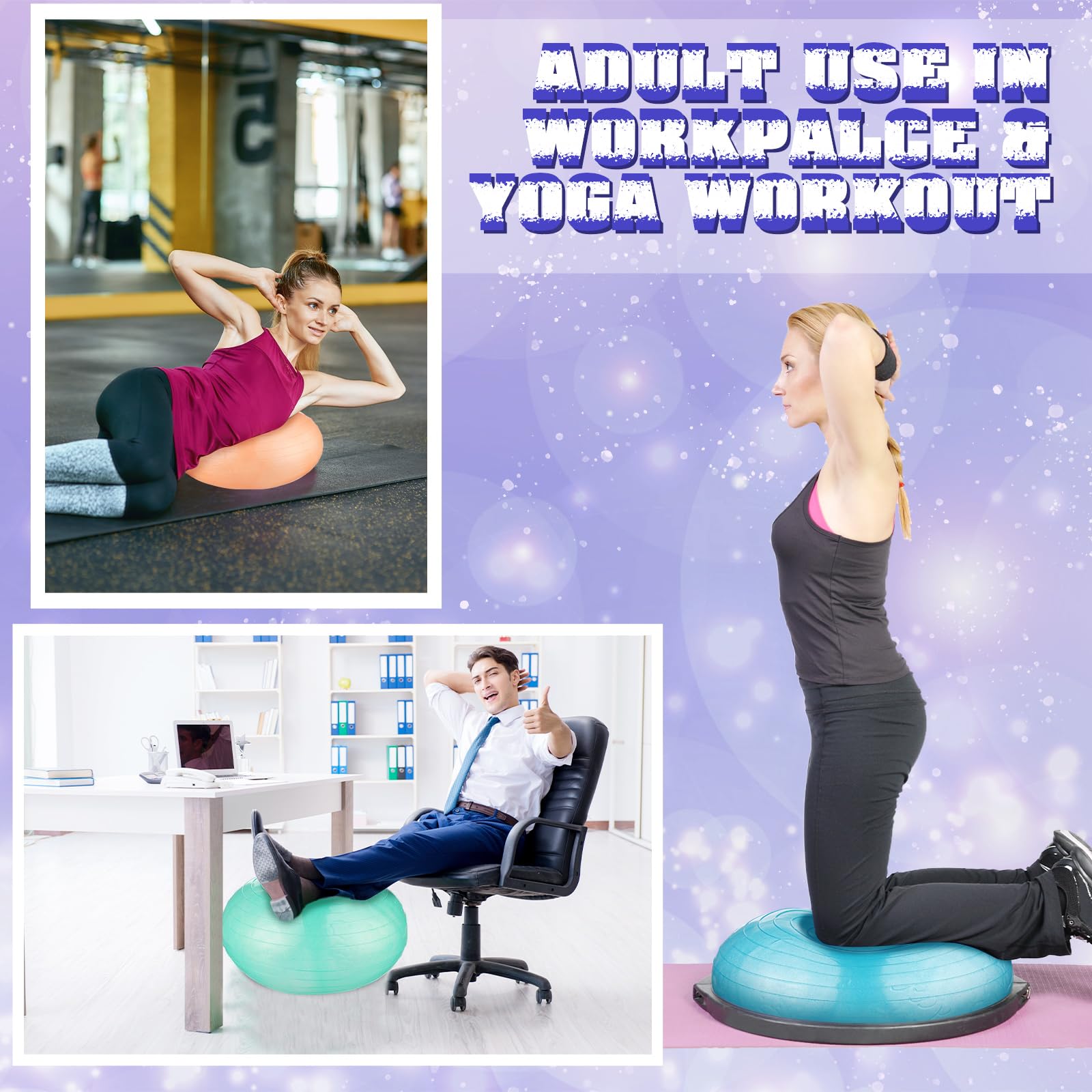 Libima Flexible Sitzgelegenheiten für Klassenzimmer, aufblasbare Yoga-Ballstühle mit Pumpe, Donut-Übungsball, Stuhlkissen für Balance- und Stabilitätstraining, Zuhause, Büro, Fitnessstudio, Workout, 4