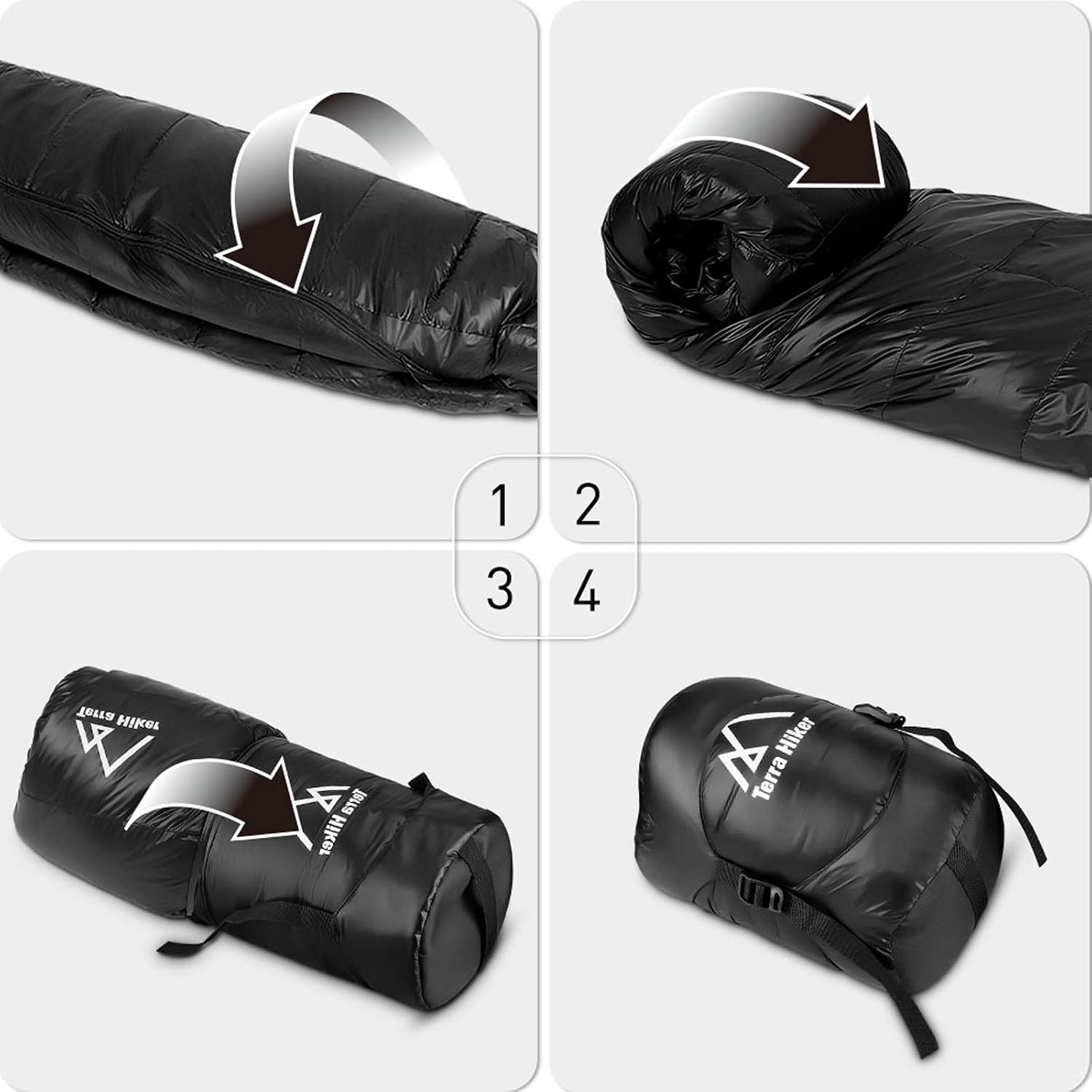 Terra Hiker Down Sleeping Bag, Outdoor Mummy Bag for Backpacking and Mountaineering, Lightweight 4-Season Sleeping Bag for Men, Women, Max User Height 6'3"(190 cm), Weighs Only 2.65 lbs