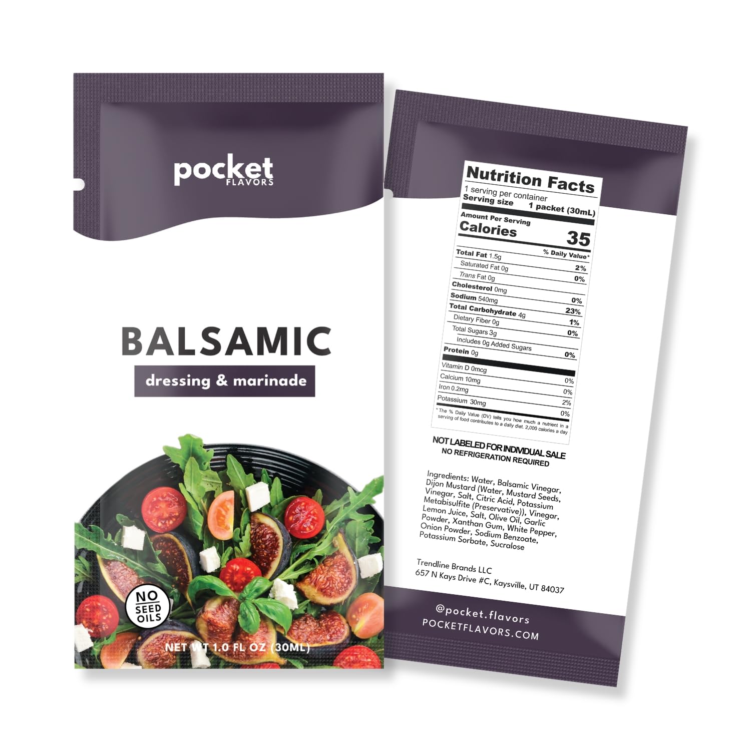 Pocket Flavors Balsamic Dressing – Low Calorie Salad Dressing Packets, No Seed Oils, Individual Single Serve 1 oz Condiment Pouches, 8 Count Balsamic : Grocery & Gourmet Food
