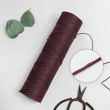 GoDear Design 137 Yards Paper Raffia Ribbon, 1.5 mm Wide Twisted Natural Ribbon Paper String, Paper Twine Craft String for Gift Wrapping Packing, Raffia Yarn for Crocheting DIY Decor, Burgundy