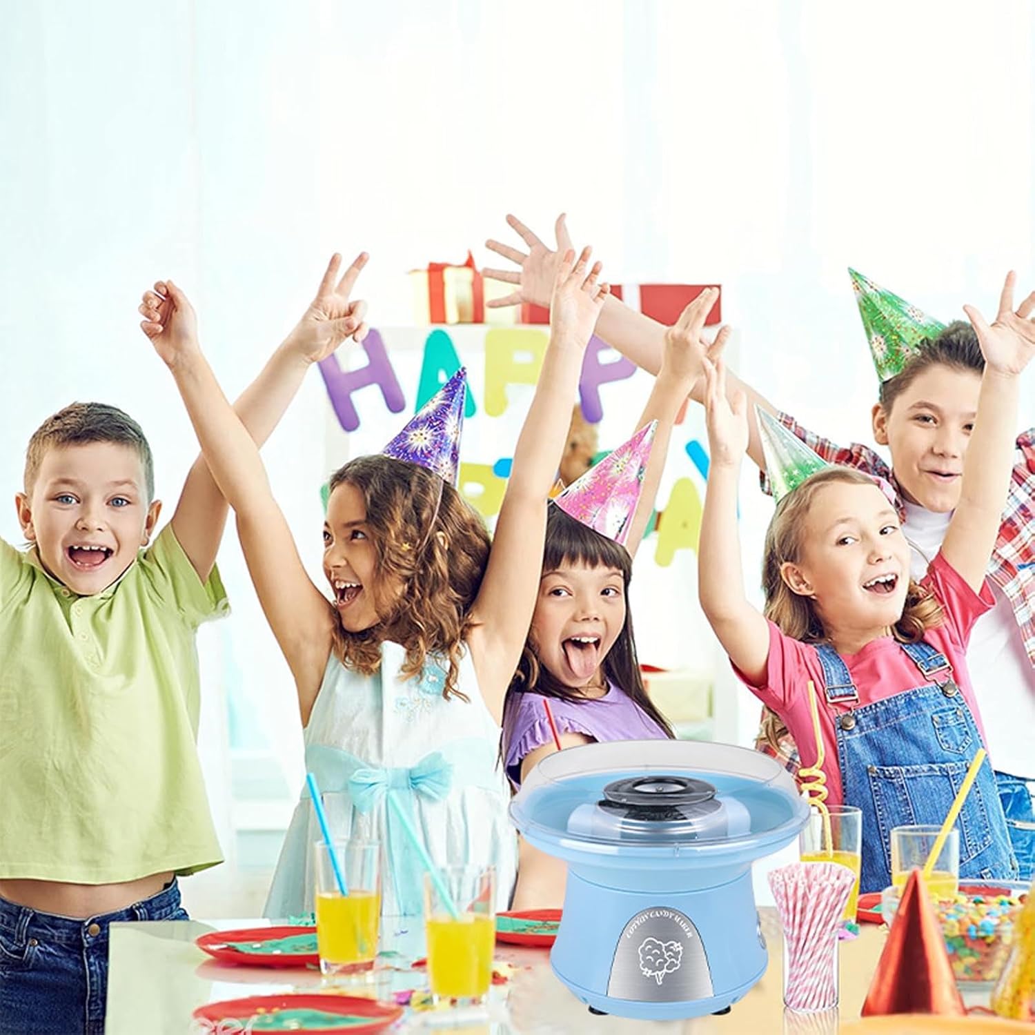 Cotton Candy Machine for Kids, Mini Countertop Cotton Candy Maker,Vintage Candy Maker for Gift, Party, Festival, Birthday (Blue)
