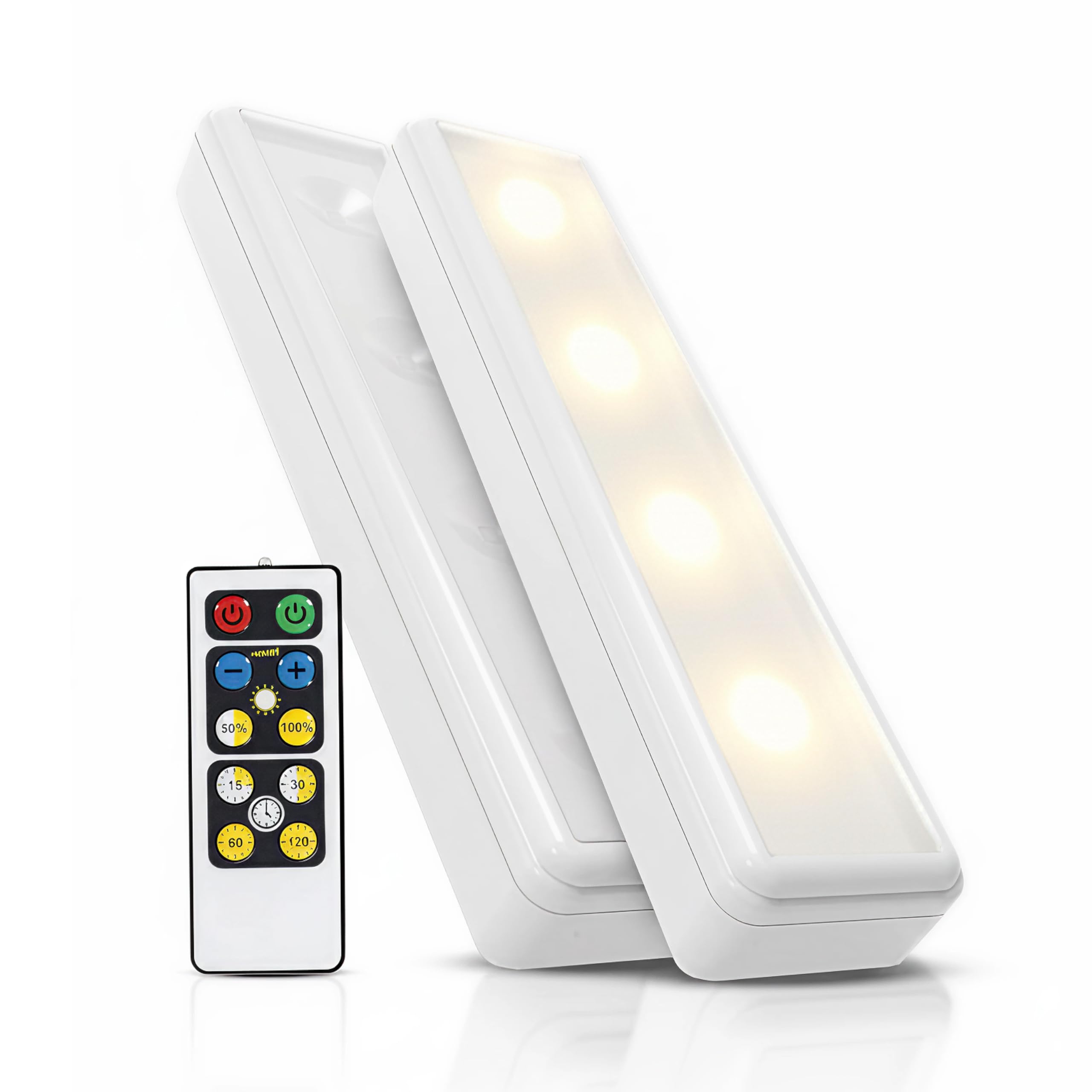 Brilliant Evolution Stick On Touch Wireless Lights with Remote - 8.5"L Battery-Powered LED Under Cabinet Lighting for Kitchen, Closet, Pantry - 2 Pack Easy Install and Adjustable Brightness, 80 Lumens