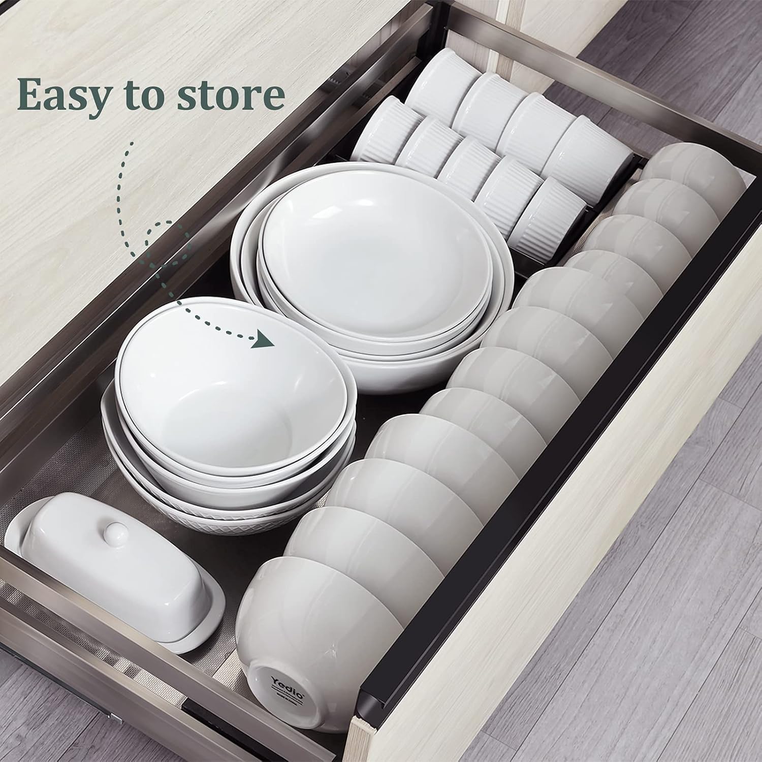 Yedio Porcelain Bowls Set, 17 Ounces Porcelain Cereal Bowls for Kitchen, White Bowls for Soup Rice Salad Pasta, Set of 6, Microwave Dishwasher Safe : Home & Kitchen