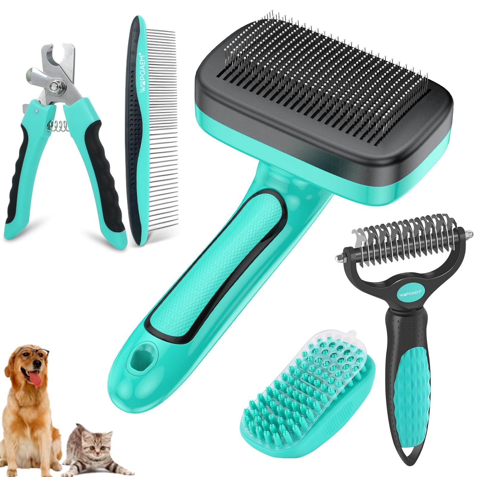 Self Cleaning Pet Brush Set for Dogs & Cats,Grooming Comb Removes