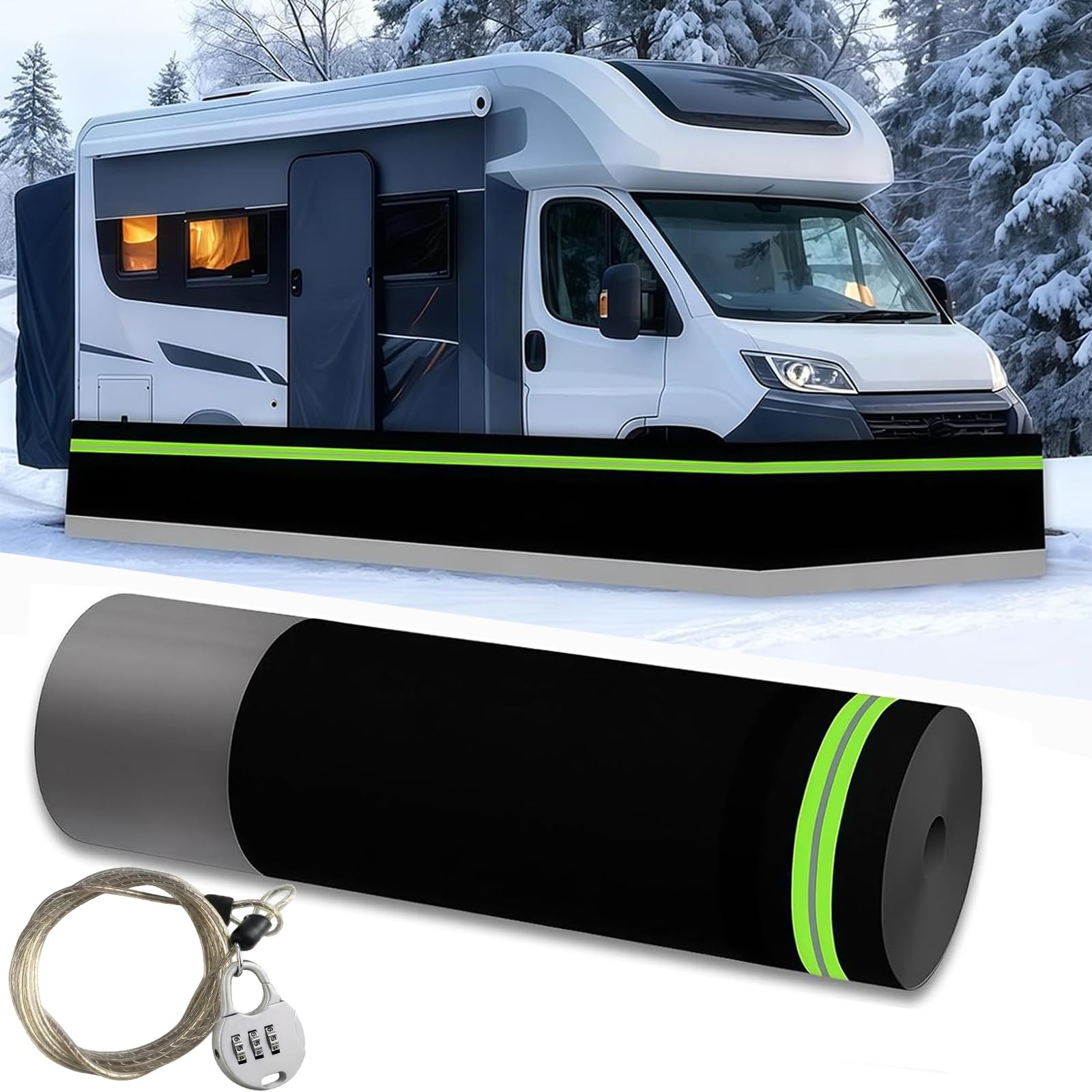 Easy Install RV Skirting for Winter, Heavy Duty Wind & Snow Proof Camper Skirt with Reinforced Iron Mesh Bottom, Insulated Skirt for Travel Trailer