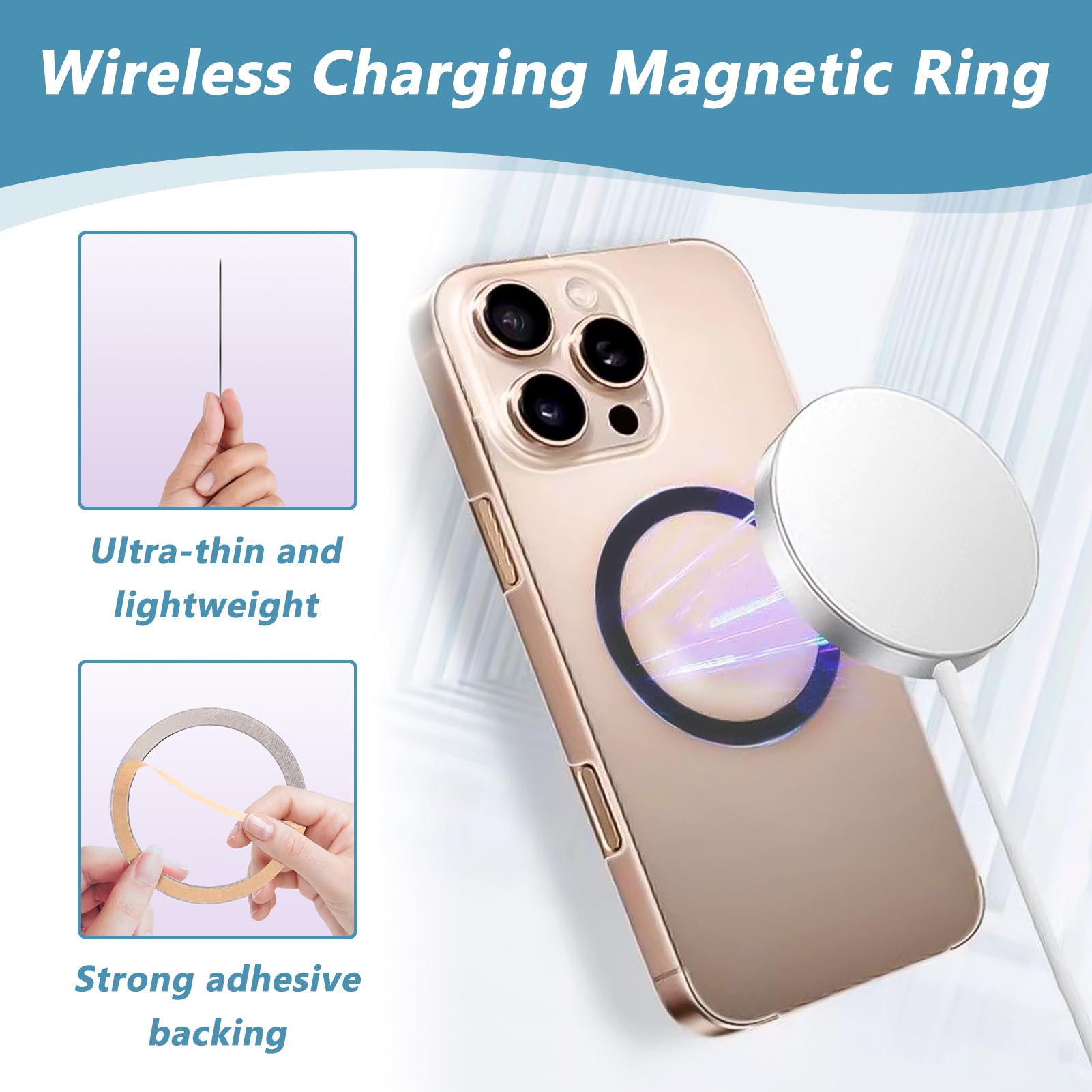 4 naklejki magnetyczne kompatybilne z MagSafe, pierścień magnetyczny, na telefon komórkowy, kompatybilne z akcesoriami MagSafe, do iPhone 16/15/14/13/12 i Galaxy S23/S22/S21/S20, białe, czarne,