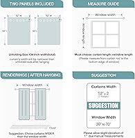 Vista 5 de WUBODTI Cortinas opacas de estrella azul marino para habitación de niños, juego de 2 paneles de 63 pulgadas de largo, cortinas cortas con estampado