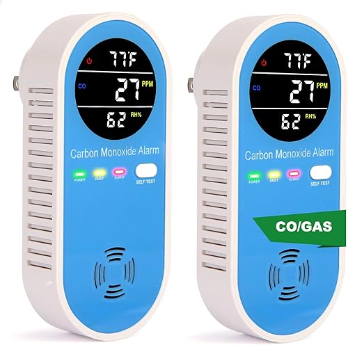 Miniatura 8 de Detector de gas combustible y monóxido de carbono 4 en 1 alarma con sensor de temperatura/humedad - Detector de fugas de CO/gas enchufable para el