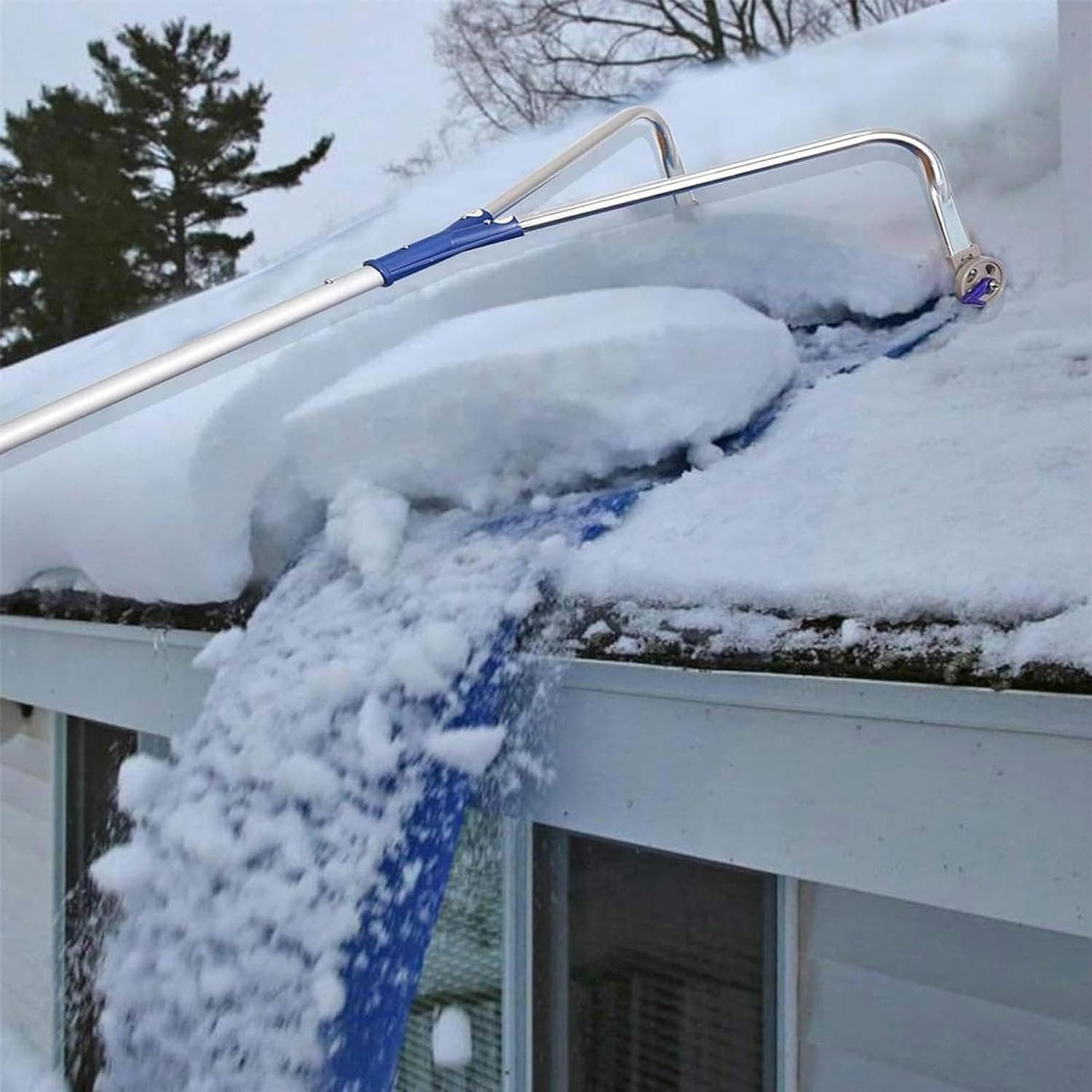 JOCHEN Pala de Nieve retráctil para techos Exteriores de 20 pies, Palo de Aluminio, Herramientas para Quitar Nieve, Herramienta para Quitar Nieve en Invierno, Pala de jardín Plegable