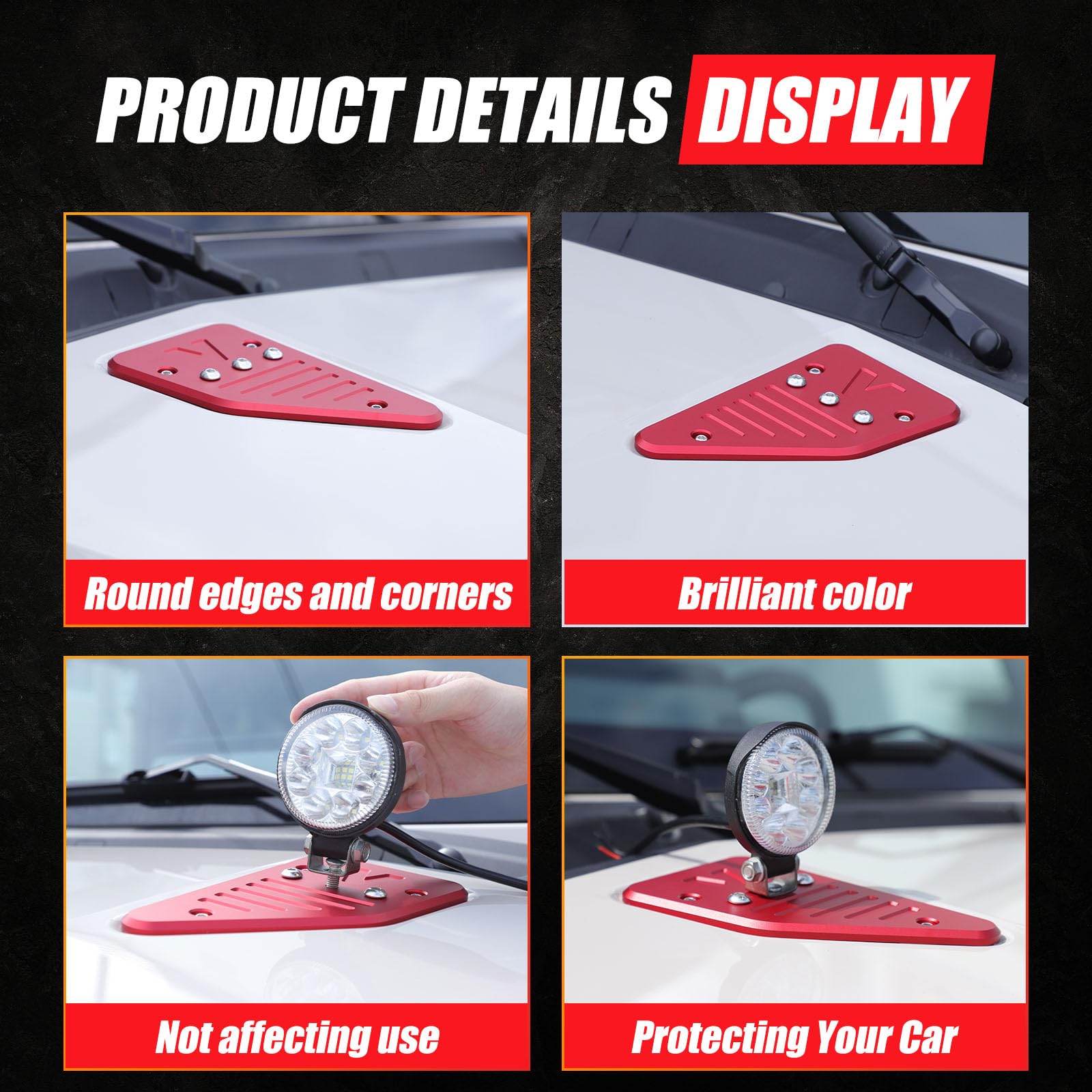 Car Hood Trim Replacement parts Compatible with Ineos Grenadier 2020-2026 Hood Expansion Trim Cover Multi-function Searchlight Bracket External — view 7