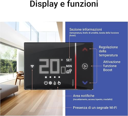 BTICINO SXG8002 Termostato WiFi 220v, Smarther2 with Netatmo, Termostato Caldaia da Incasso, Controllo da Remoto con App, Alexa, Google Assistant, Apple HomeKit, Programmabile, Risparmio Energetico - 5