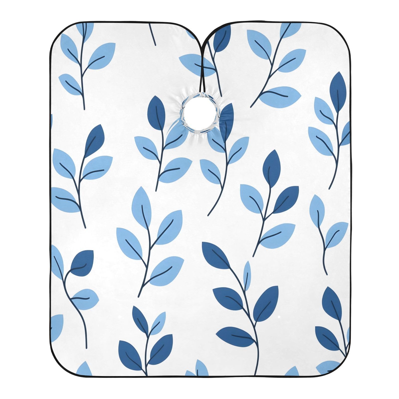 BOESI Graffiti Blue Leaf Pattern Barber Shawl, Waterproof Haircut Shawl, Haircut Salon Apron, Shaving Bib, 55 x 65 inches