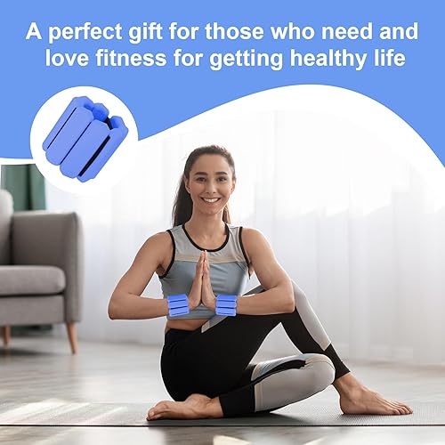 Miniatura 6 de Juego de 2 pesas para muñeca, pesas para brazos y piernas para mujeres y hombres, pesas ajustables para muñeca y tobillo para caminar, yoga,