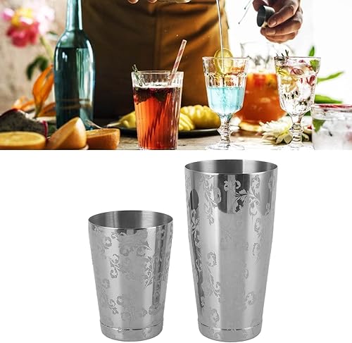 Miniatura 5 de Coctelera de acero inoxidable, coctelera de Martini grabada, plateado, japonés, americano, Boston, mezclador de cóctel, coctelera de acero