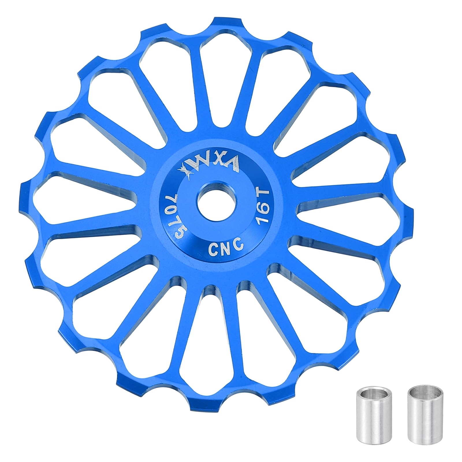 sourcing map 1 Set Bicycle Rear Derailleur Pulley 16T Ceramic Bearing Wheel Aluminum Alloy Guide Roller Wheels for 8/9/10/11 Speed Transmission System Road Bike Mountain Bike MTB BMX, Blue