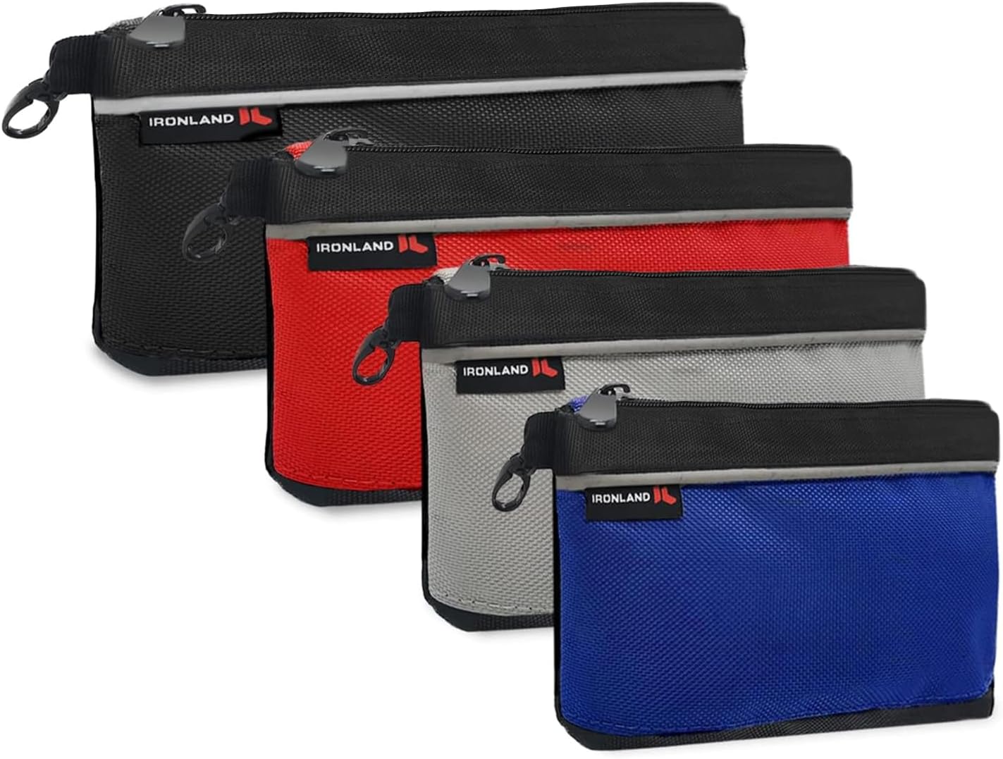 IRONLANDSmall Tool Pouches with Zipper, Small Tool Bags, Waterproof Tool Pouch 4 Pack((7/9/10/12 Inch)