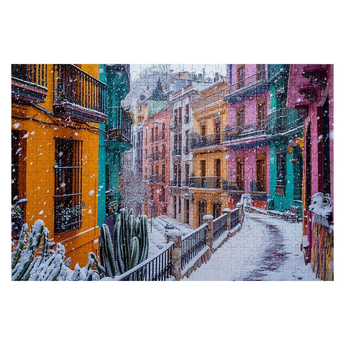 Puzzle 1500 elementów Dorośli Zima, Puzzle Kawałki Miasta, Niemożliwe Puzzle z wykwintnym pudełkiem do pakowania, klasyczne drewniane puzzle gry edukacyjne na prezent dla kobiet, dekoracja domu -2258