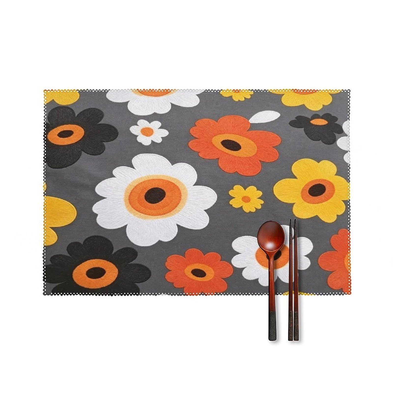 Fodpand Style Floral Print Placemats Set Of 4 Place Mats Table Mats