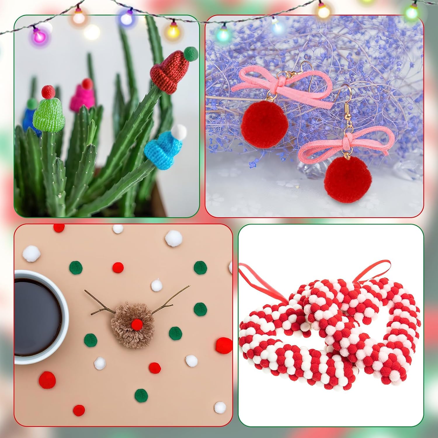SEPGLITTER Christmas Pom Poms Balls, 600 Pieces Red Green White Pompoms Pom Poms for Crafts Making DIY Holiday Christmas Decorations Supplies (3colors, 1.5 cm )