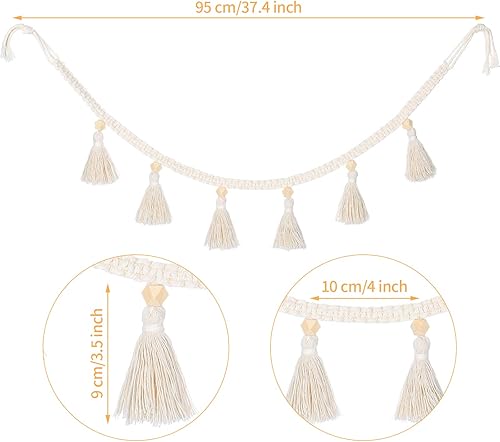 Miniatura 2 de Tatuo Guirnalda de borla de macramé bohemia para decoración de aula, guirnalda de borlas colgantes, decoración bohemia para guardería, fiesta de
