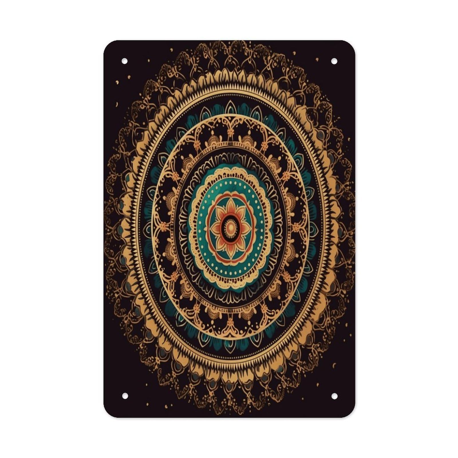 VstaDank Mandala Metal Tin Signs Personalized Wall Art Prints Decoration Art Poster Funny Vintage Tin Sign Iron Sheet Painting Metal Signboard Decor Painting for Wall Decor