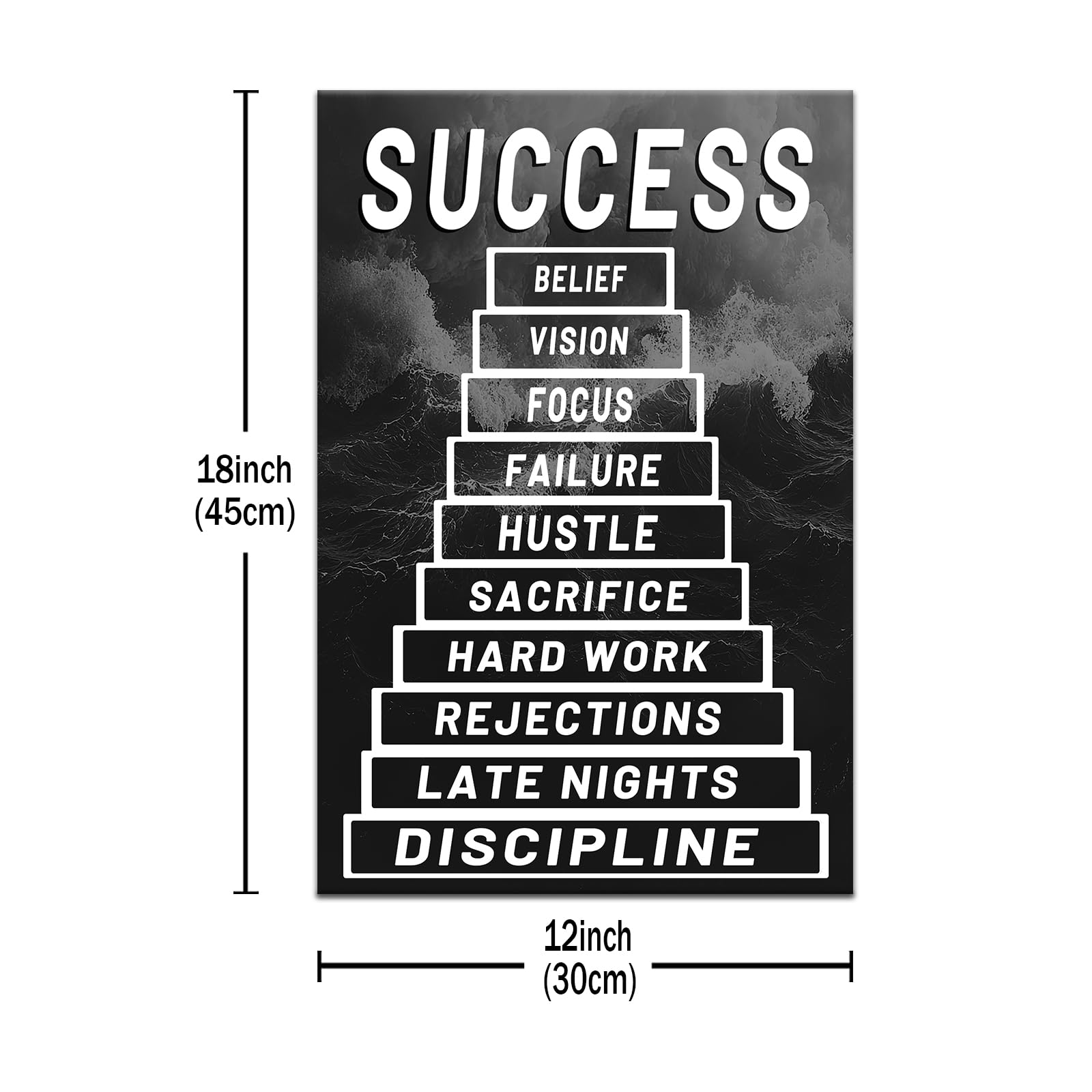 Pósteres de pared motivacionales para el éxito de la oficina, citas positivas inspiradoras, lienzo, pintura inspiradora, arte para baño, aula, decoración de pared, listo para colgar [30,5 cm de ancho