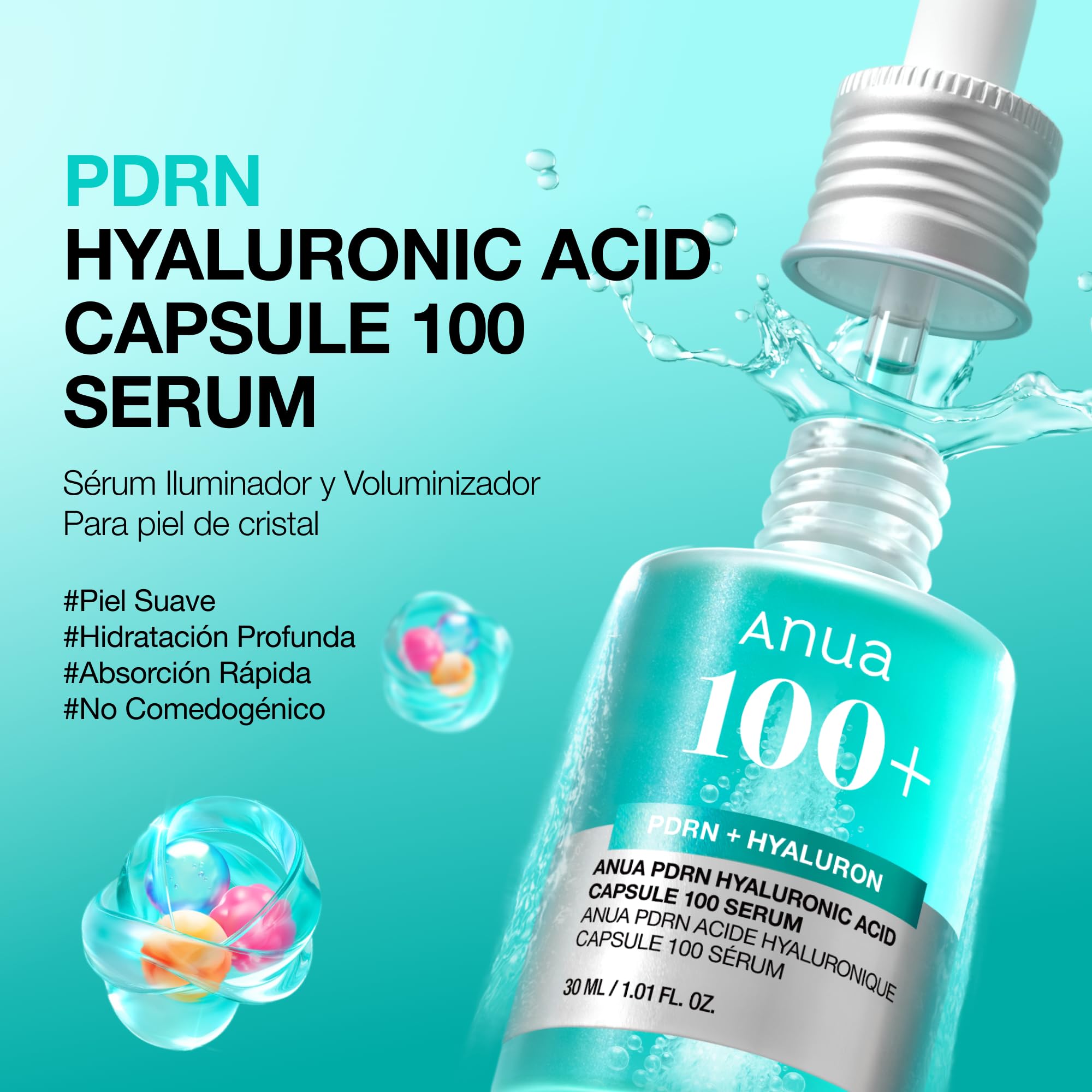 Anua PDRN Hyaluronic Acid Capsule 100 Serum, Sérum PDRN con Ácido Hialurónico y Colágeno, Hidratación Profunda, Efecto Glow, Reafirmante y Antiarrugas, Skincare Coreano, 30ml
