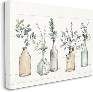 Stupell Industries Bottles and Plants Farm Wood Textured, Design by Anne Tavoletti Wall Art, 24 x 30, Multi-Color
