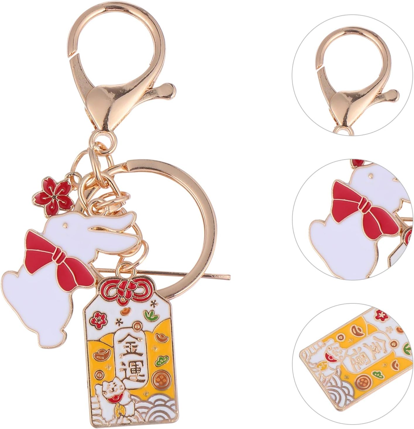 Lucky Cat Keychain Feng Shui Charms Keychain Japanese Style Metal Good Luck Charms s Fengshui Pendant Key Ring Car Bag for Education Love Wealth