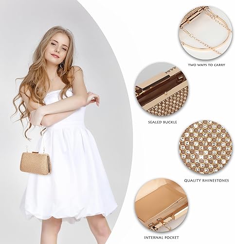 Miniatura 2 de AOYUNHUI Bolsos de mano para mujer, bolsos de noche con diamantes de imitación para boda, fiesta de graduación