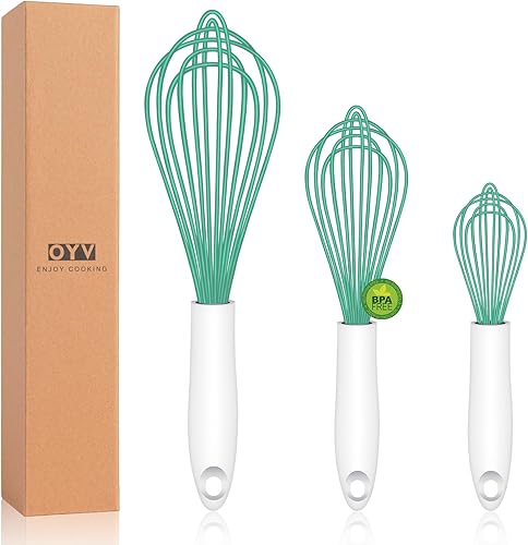 Miniatura 48 de Batidor de silicona morado apto para lavavajillas, diseño sellado impermeable, juego de 3, batidores de cocina profesionales para cocinar Premium