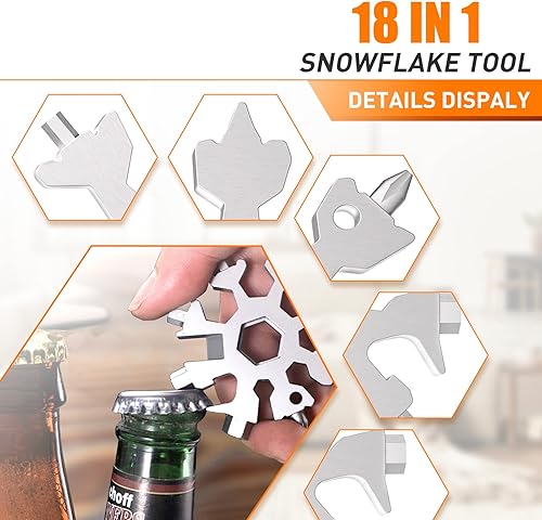 Miniatura 4 de Dusor Regalos para hombres, multiherramienta de copo de nieve 18 en 1, regalos del día del padre de parte de la hija, herramientas geniales para