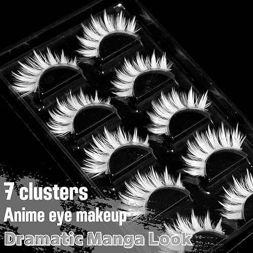 Miniatura 10 de Pestañas postizas blancas de Halloween, herramientas de extensión de anime japonés, cosplay, maquillaje natural, para fiesta de máscaras, pestañas