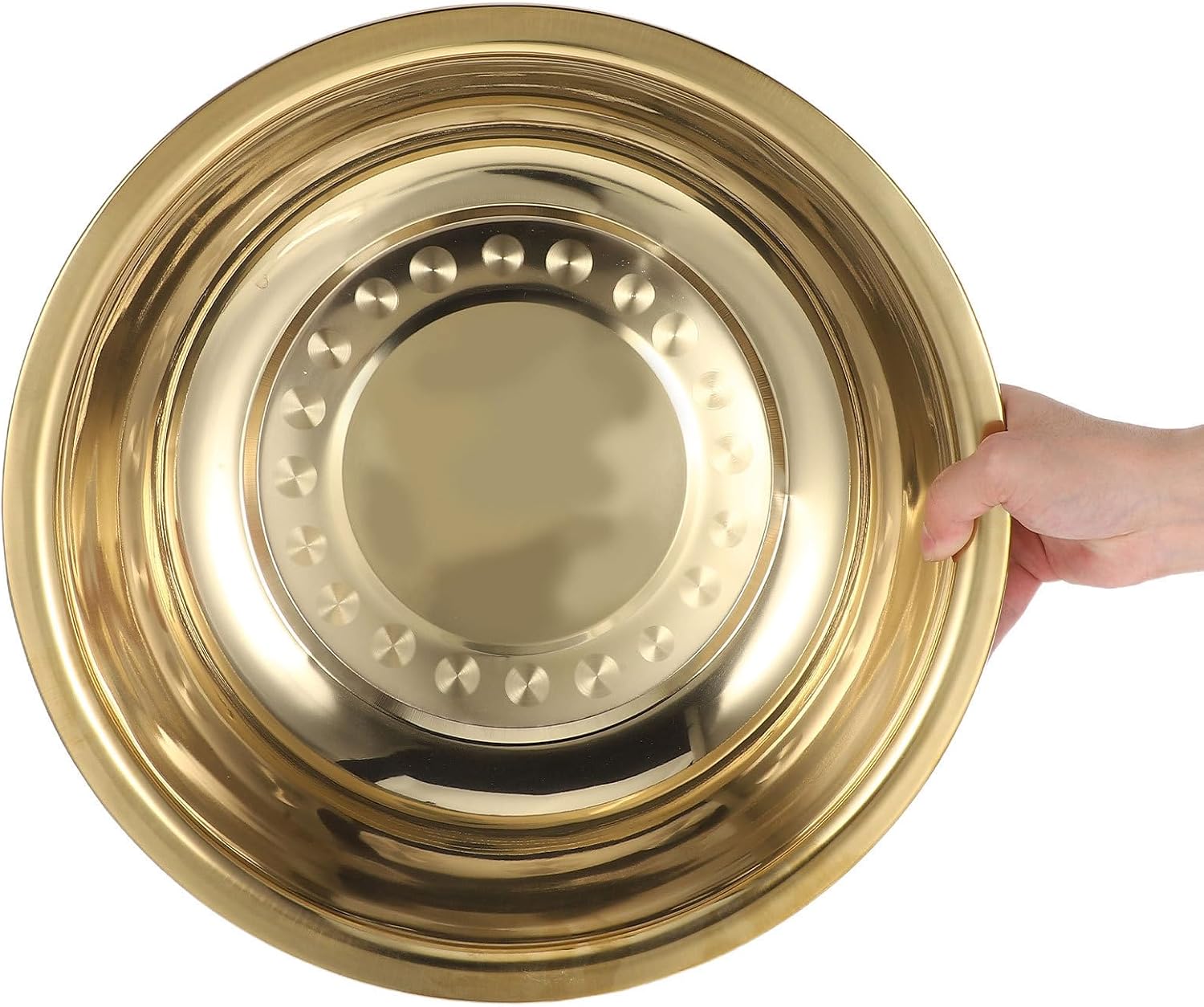 2pcs 2pcs Stainless Steel round Basin Bowl for Rice and Food, Golden