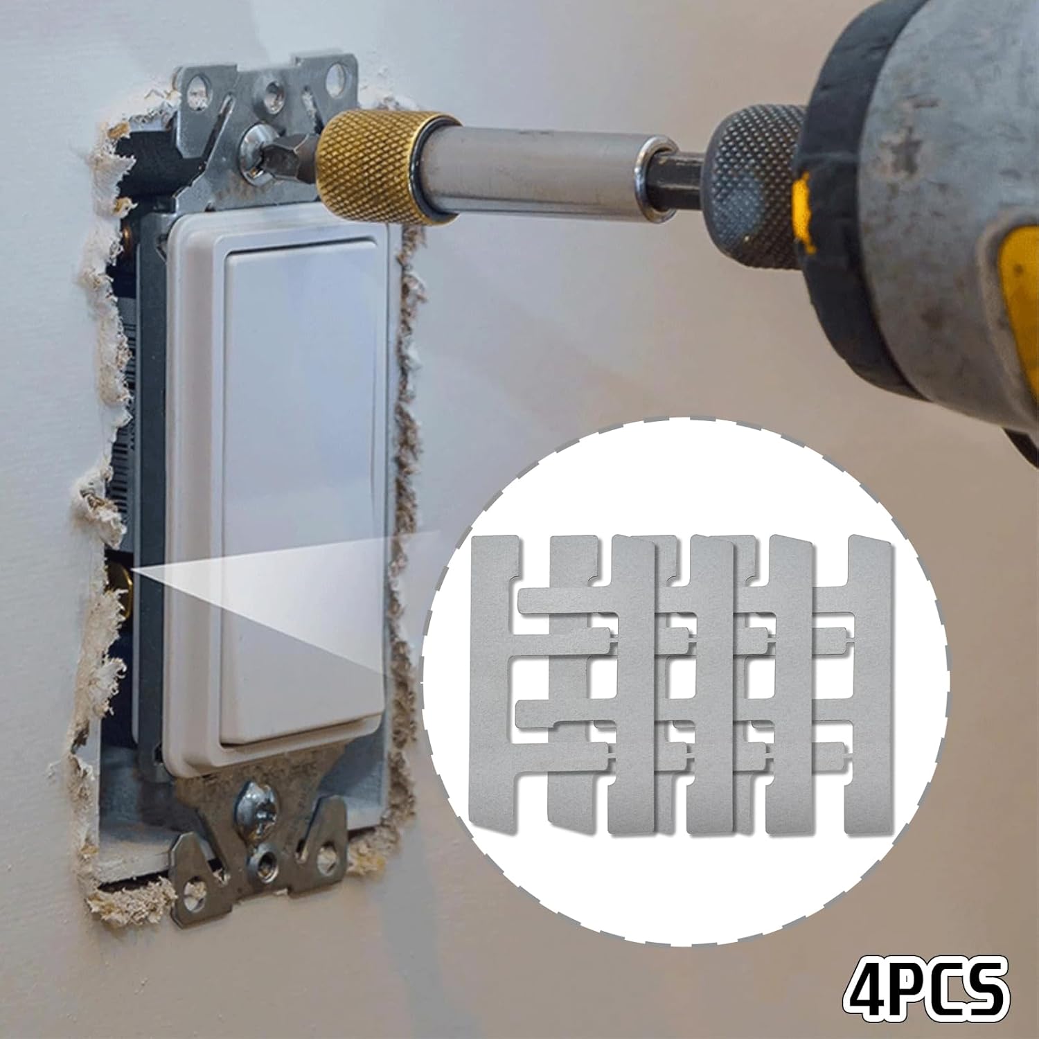 4PCS Silver Metal Switch Box Bracket Electrical Case Mounting Strips Plasterboard Repair Clips Suitable for Thermostats