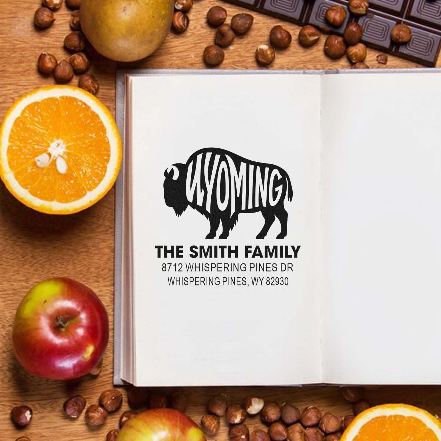 Wyoming Bison Silhouette, Bison Silhouette Ink Stamp, Made to Order, Standard 1-5/8, Square Wood Handle, for Crafters and Wildlife Enthusiasts, Unique Personalized Crafting Tool